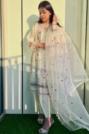 3-Piece Sequined Embroidered Lawn with Dupatta